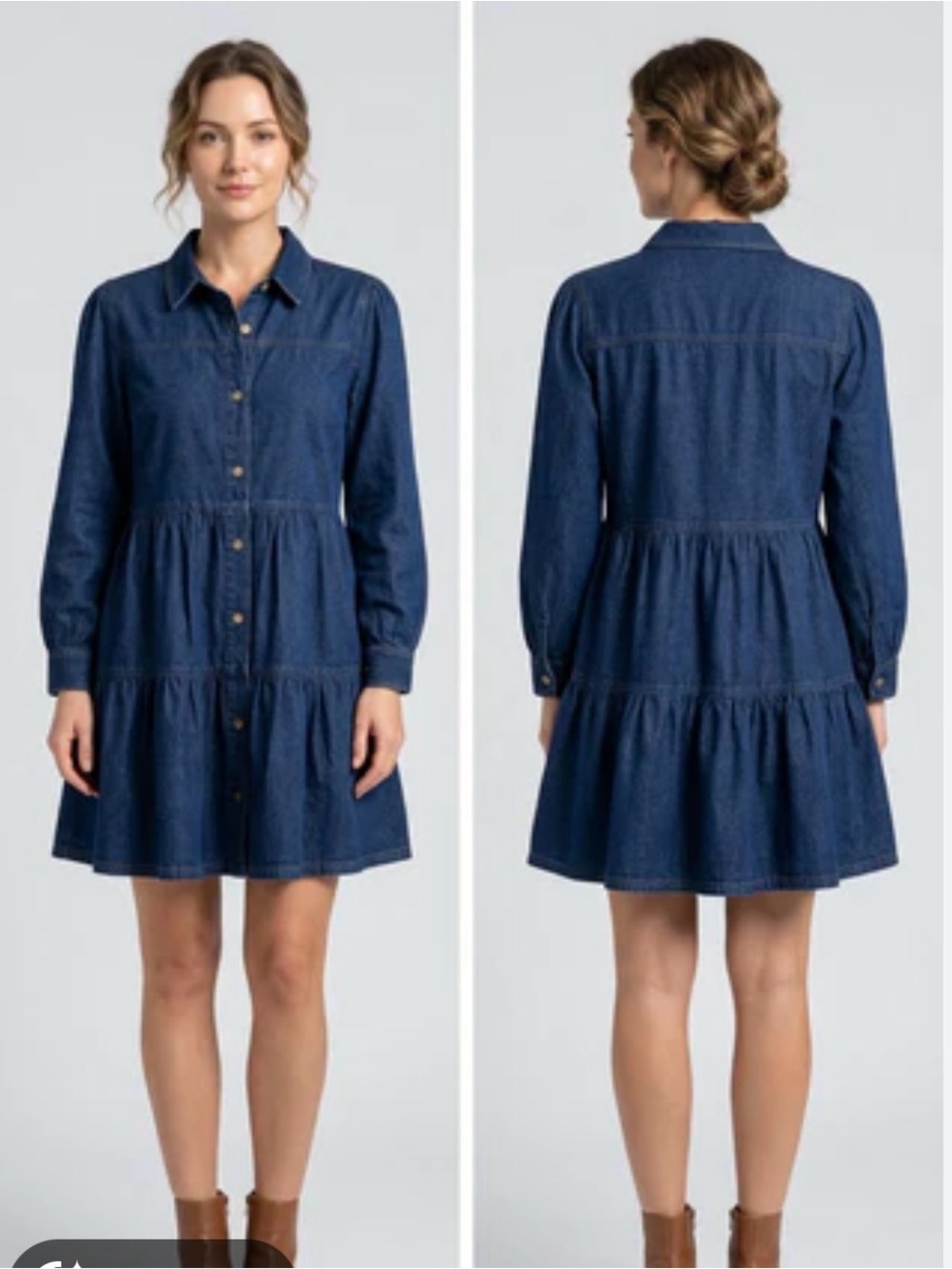 NWT-Velvet Heart-Denim Layered Ruffle  Shirt Dress-size XS
